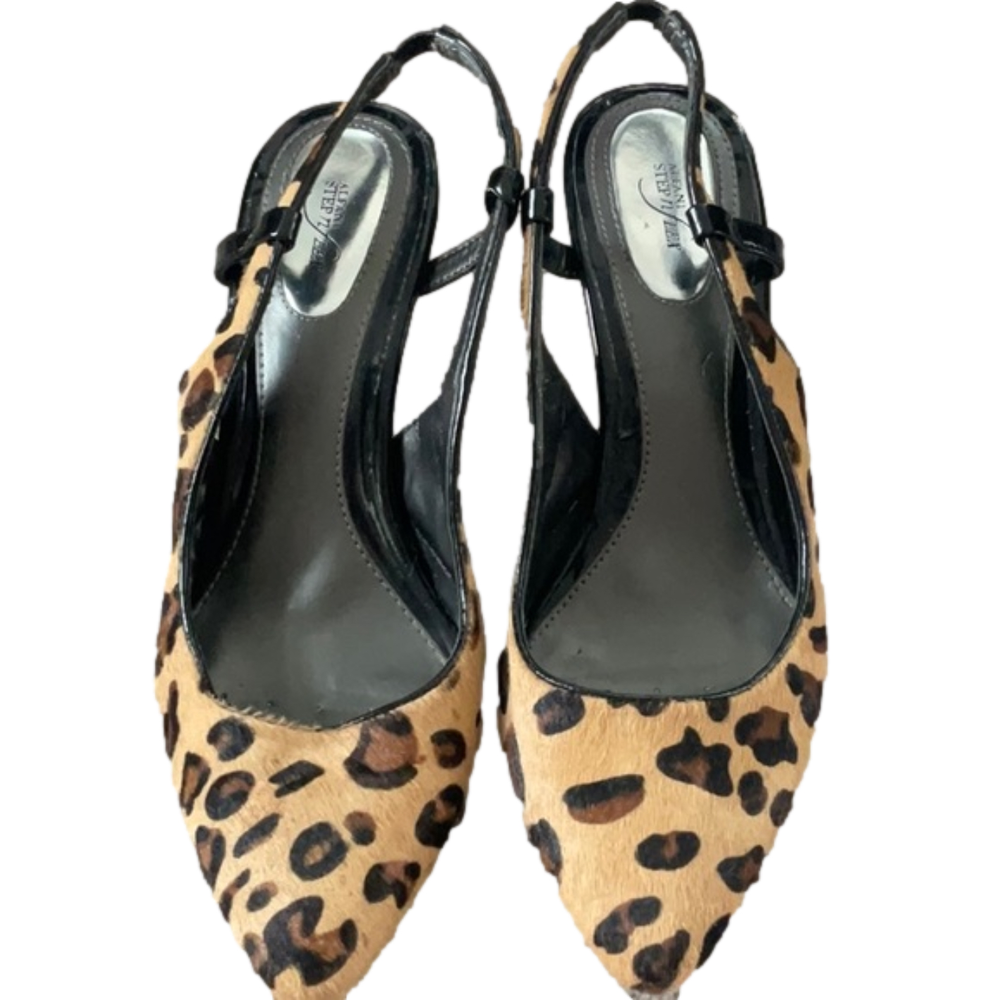 WOMENS ALFANI ANIMAL PRINT FUR LEATHER SLINGBACK SIZE 8.5